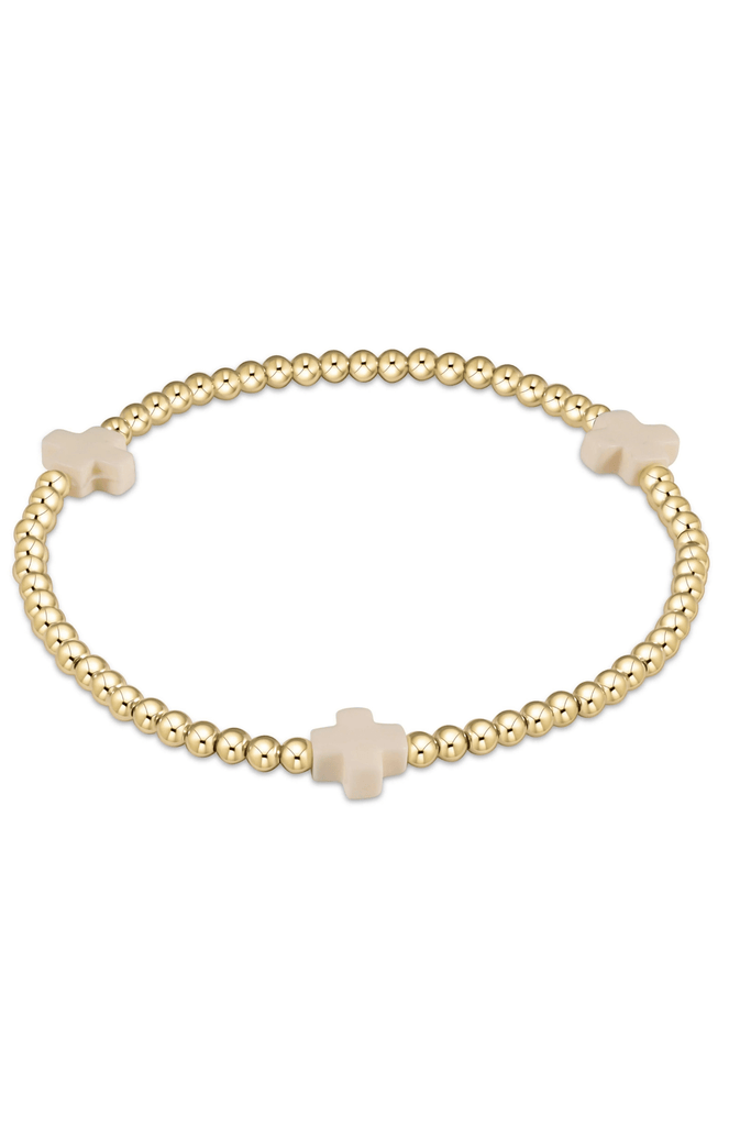 enewton Jewelry Enewton Egirl Signature Cross Gold Pattern 3mm Bead Bracelet Off White