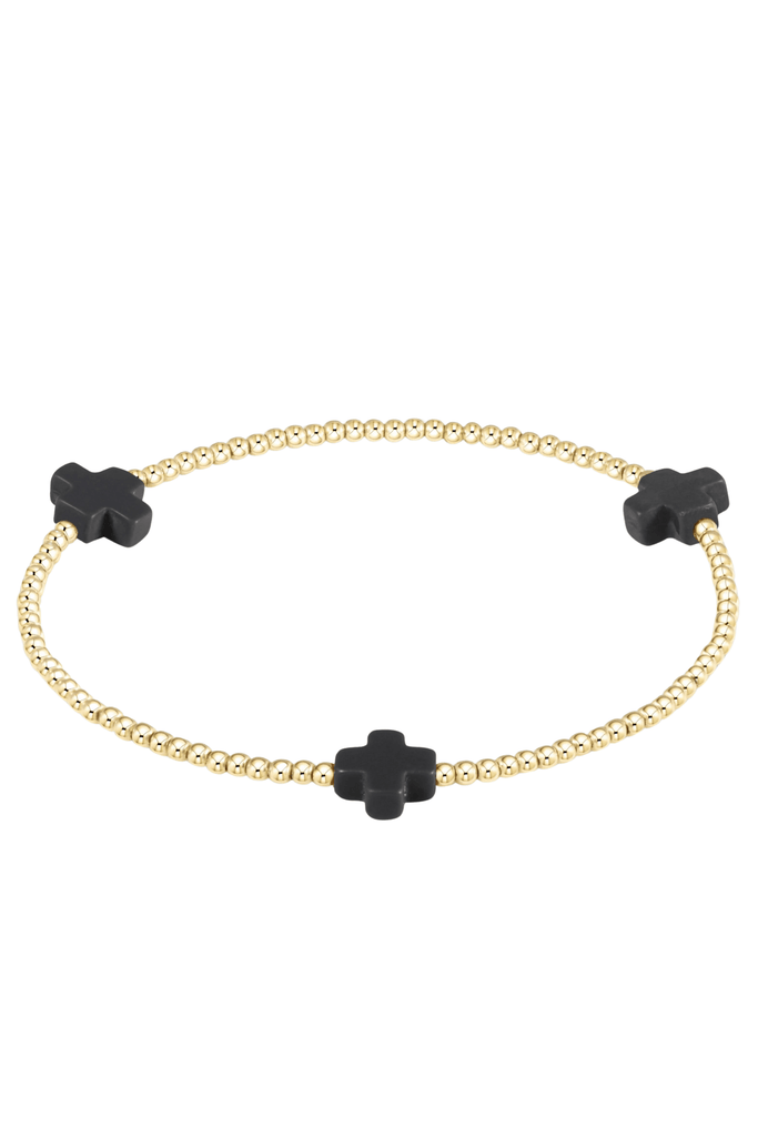enewton Jewelry Enewton Signature Cross Gold Pattern 2mm Bead Bracelet-- Onyx