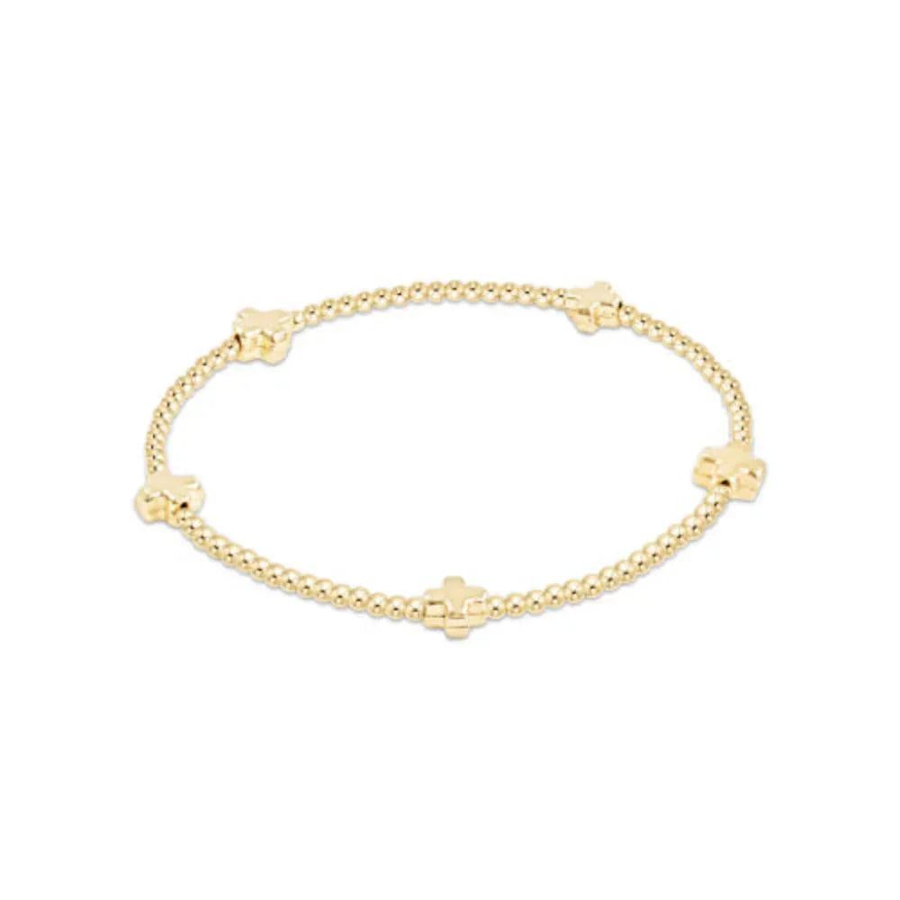 enewton Jewelry Enewton Signature Cross Small Gold Pattern 2mm Bead Bracelet