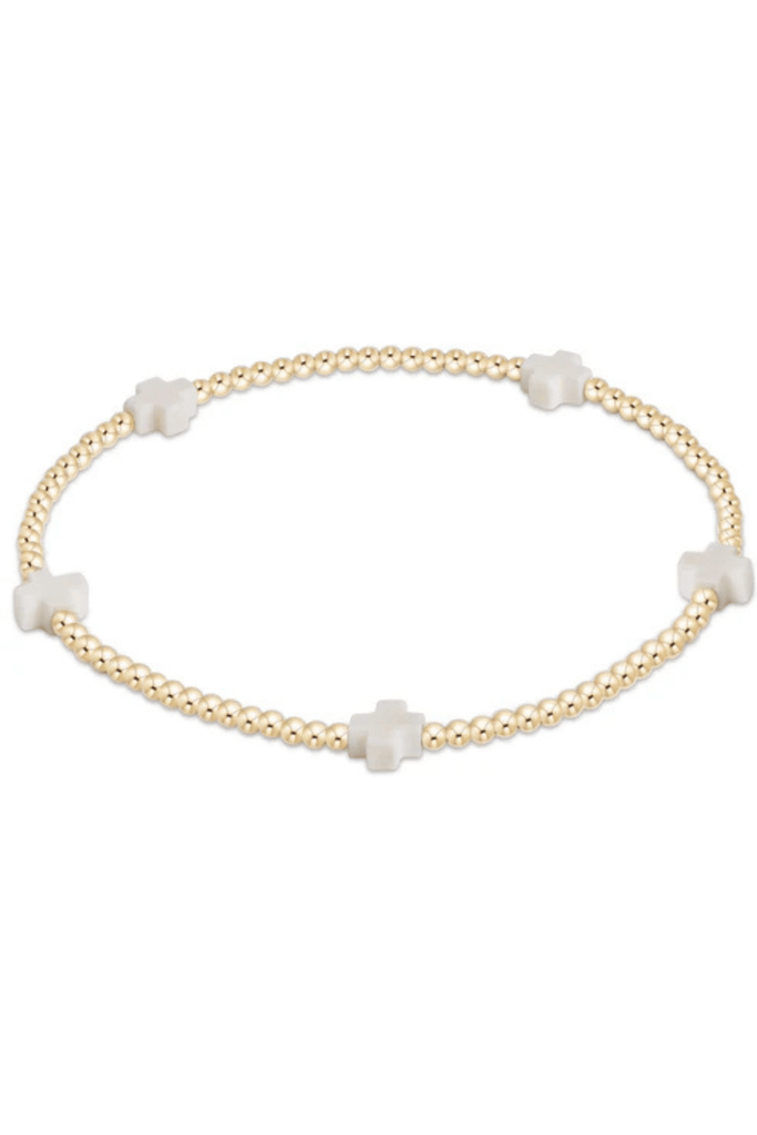 enewton Jewelry Enewton Signature Cross Small Gold Pattern 2mm Bead Bracelet Off White