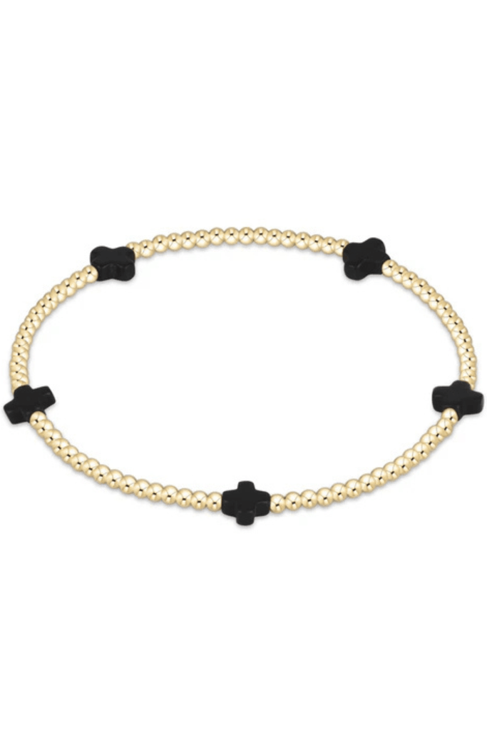 enewton Jewelry Enewton Signature Cross Small Gold Pattern 2mm Bead Bracelet Onyx