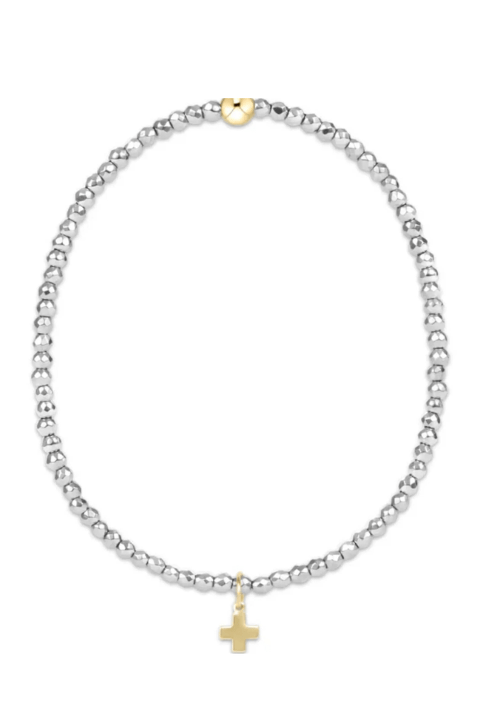 Enewton Jewelry Enewton Silver Faceted Hematite 2mm Bead Bracelet- Signature Cross Gold Charm