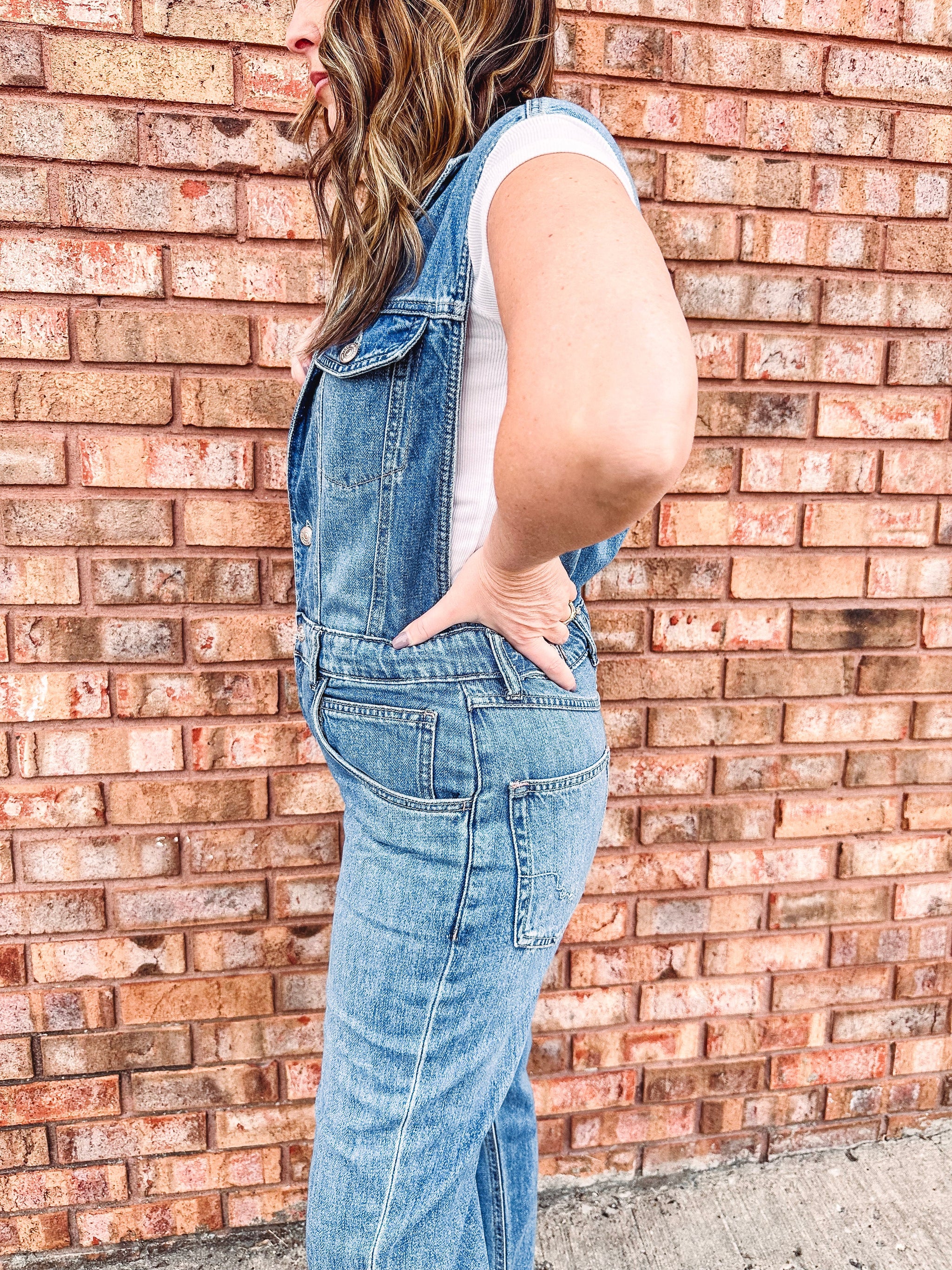 Free People All You Need Denim Coveralls