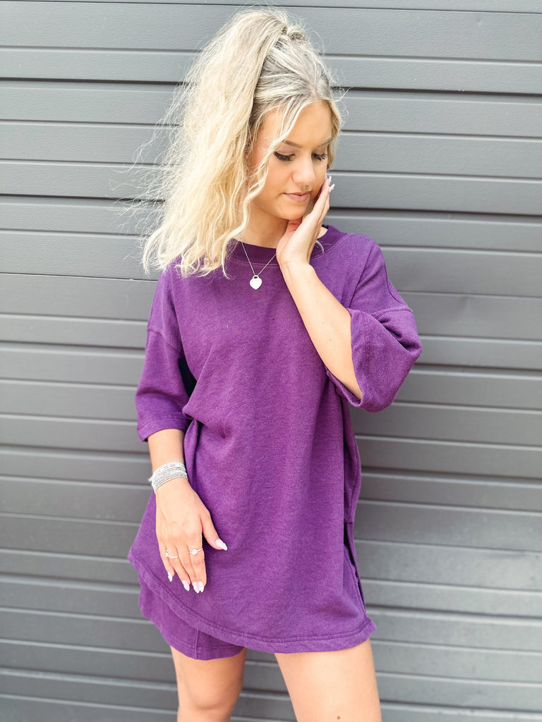 Free People Two-Piece Set Free People Back Me Up Two-Piece Set-- Deep Mulberry