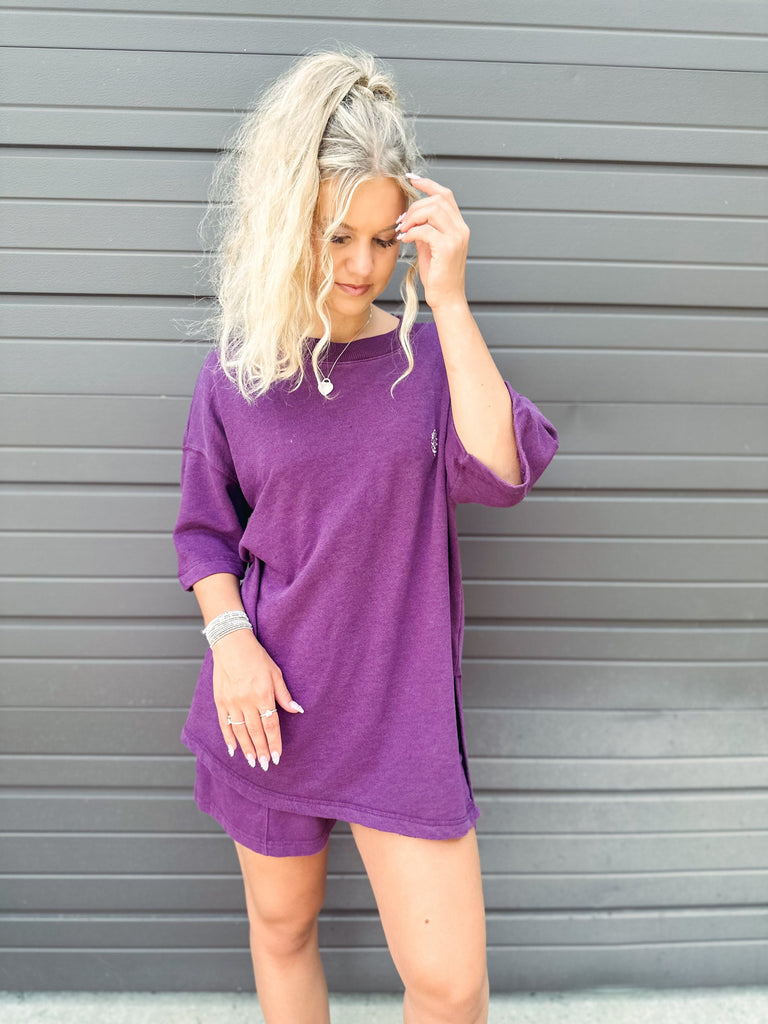 Free People Two-Piece Set Free People Back Me Up Two-Piece Set-- Deep Mulberry