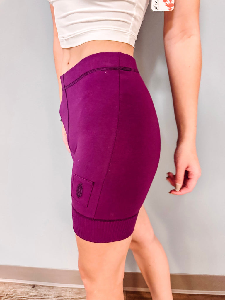 Free People Shorts Free People Bike Shorts-- Deep Mulberry