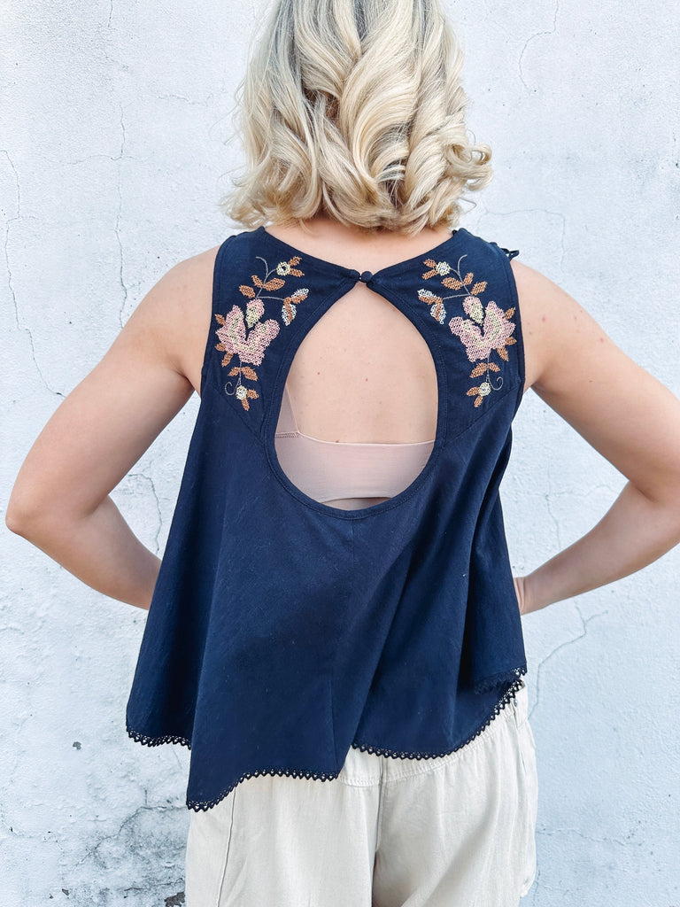 Free People Tank Free People Fun and Flirty Embroidered Top