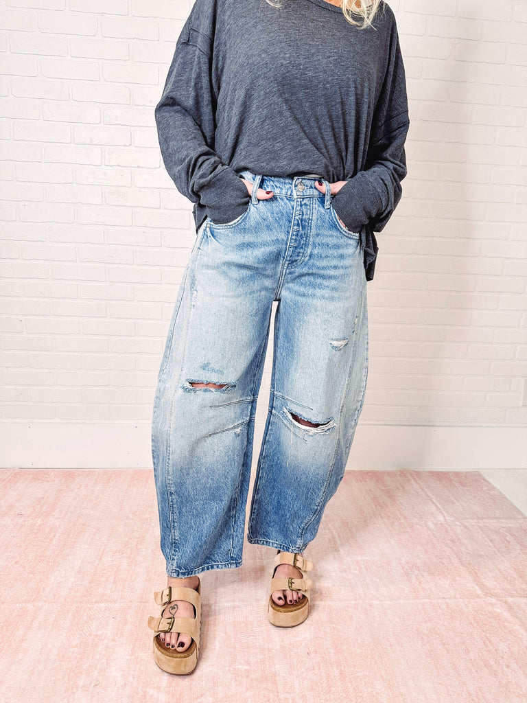 Free People Denim Free People Good Luck Mid Rise Barrel Jean