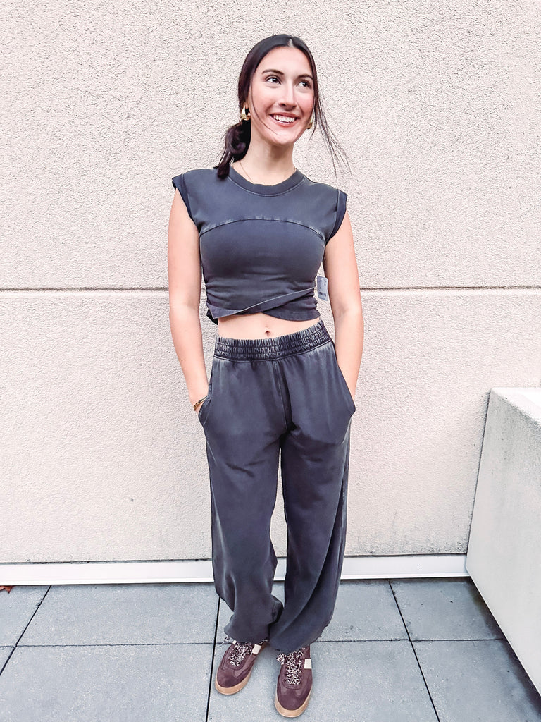 Free People Two-Piece Set Free People Hot Shot Crossover Set- Black