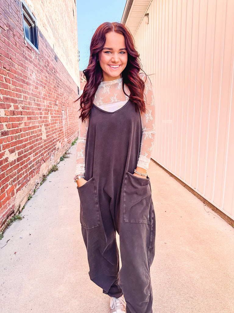 Free People Jumpsuit Free People Hot Shot Onesie-- Washed Black