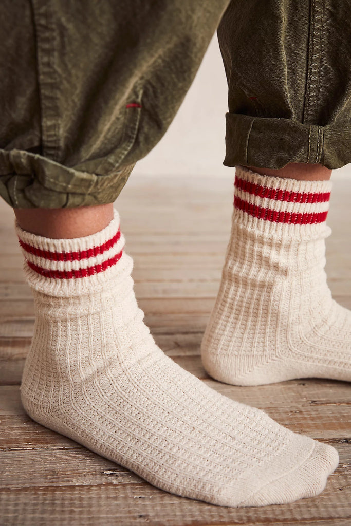 Free People Accessory Free People Jackson Cozy Striped Socks-- Classic Red