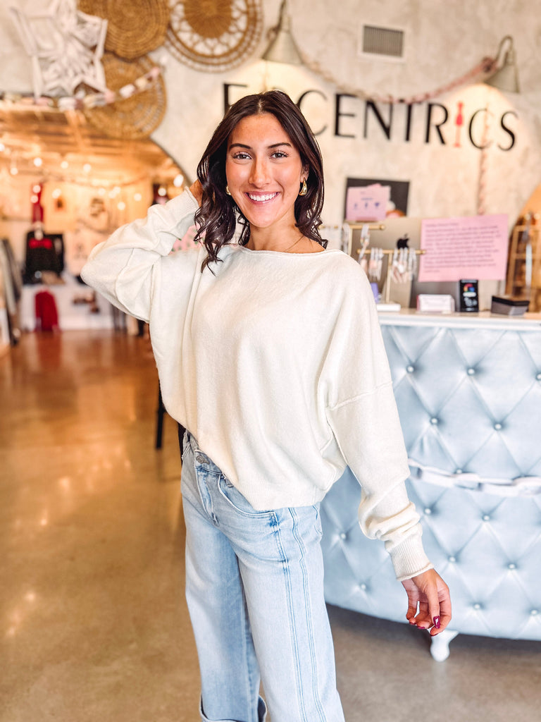 Free People Sweater Free People See Me Pullover -White Combo Cream / X-Small