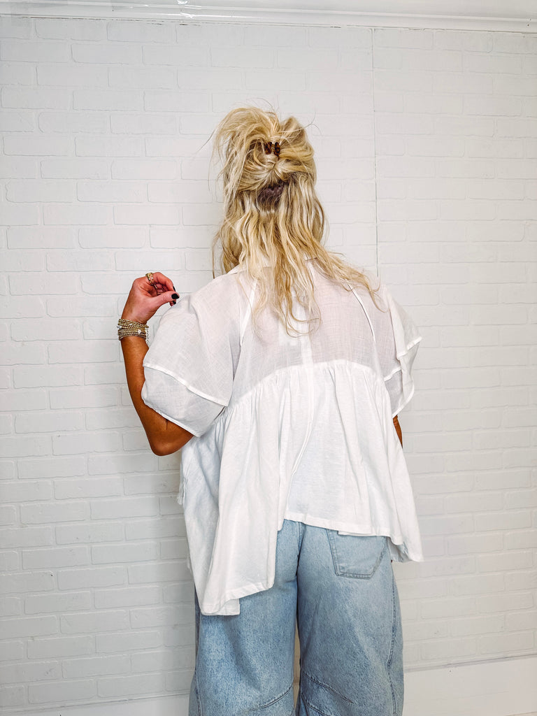 Free People Shirts & Tops Free People Sunray Babydoll Top-- Optic White