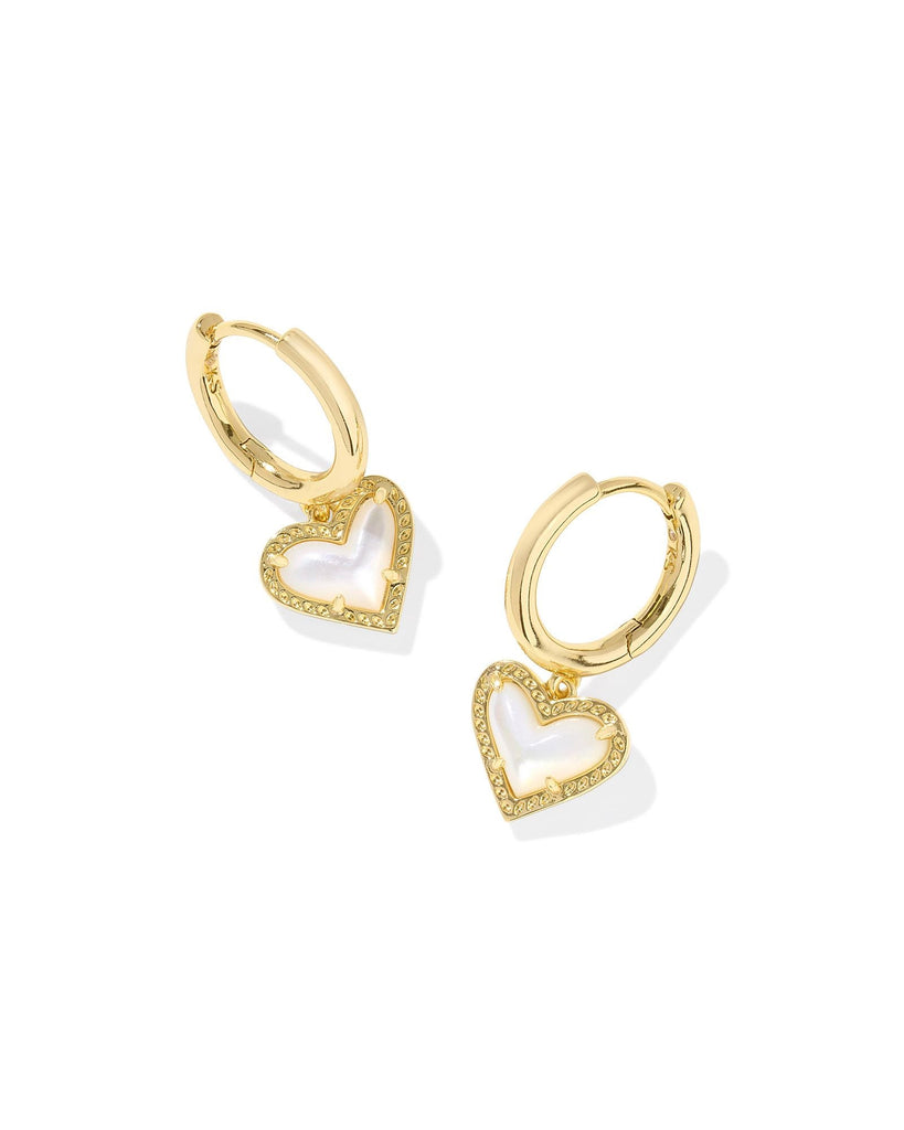 Kendra Scott Accessory Kendra Scott Ari Heart Huggie Earring - Gold Ivory Mother of Pearl Gold