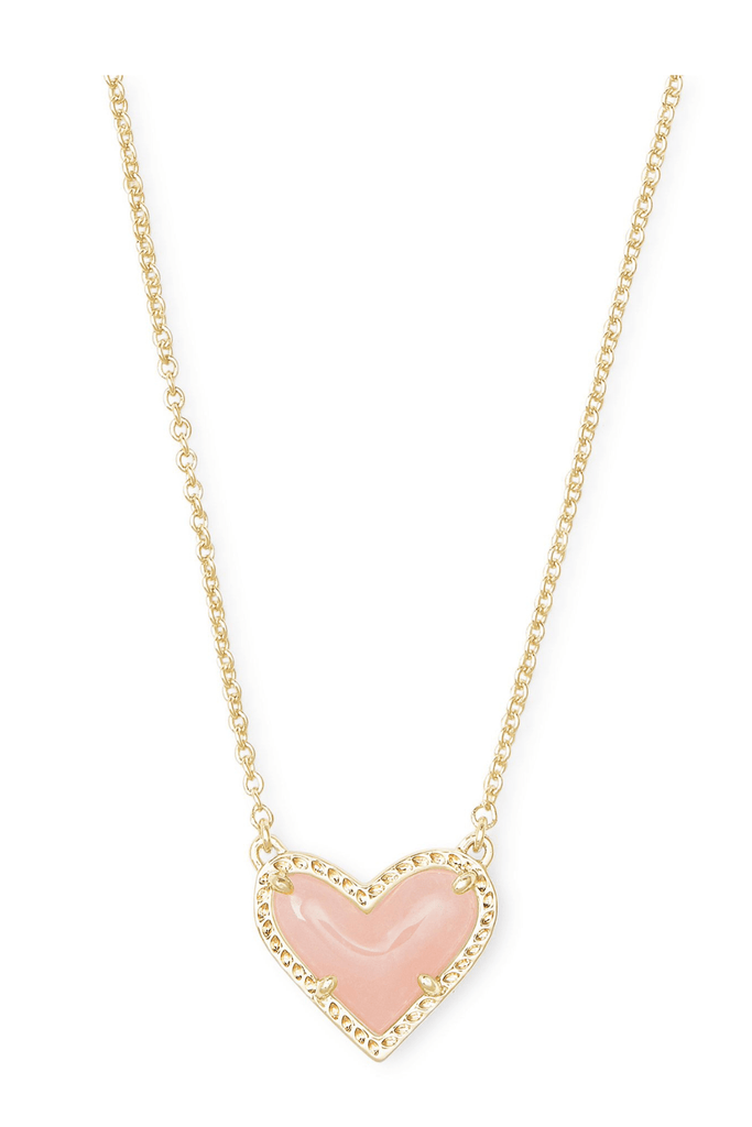 Kendra Scott Jewelry Kendra Scott Ari Heart Short Pendant Necklace Gold Rose Quartz