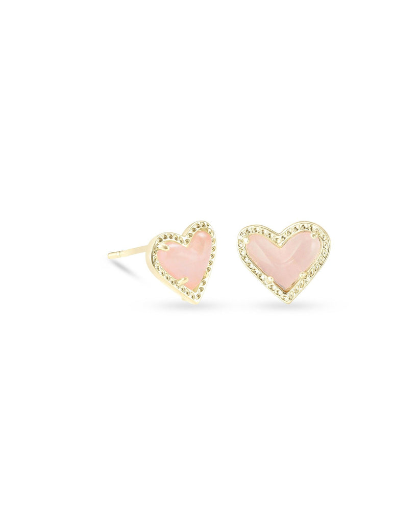 Kendra Scott Jewelry Kendra Scott Ari Heart Stud Earrings Gold Rose Quartz