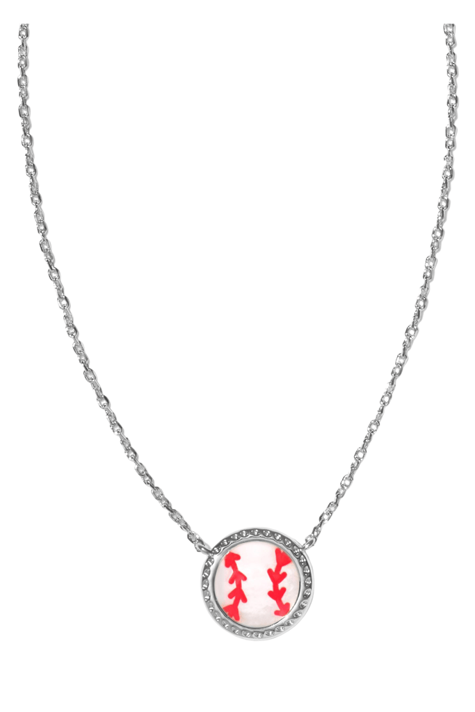Kendra Scott Jewelry Kendra Scott Baseball Short Pendant Necklace-- Rhodium Mother of Pearl