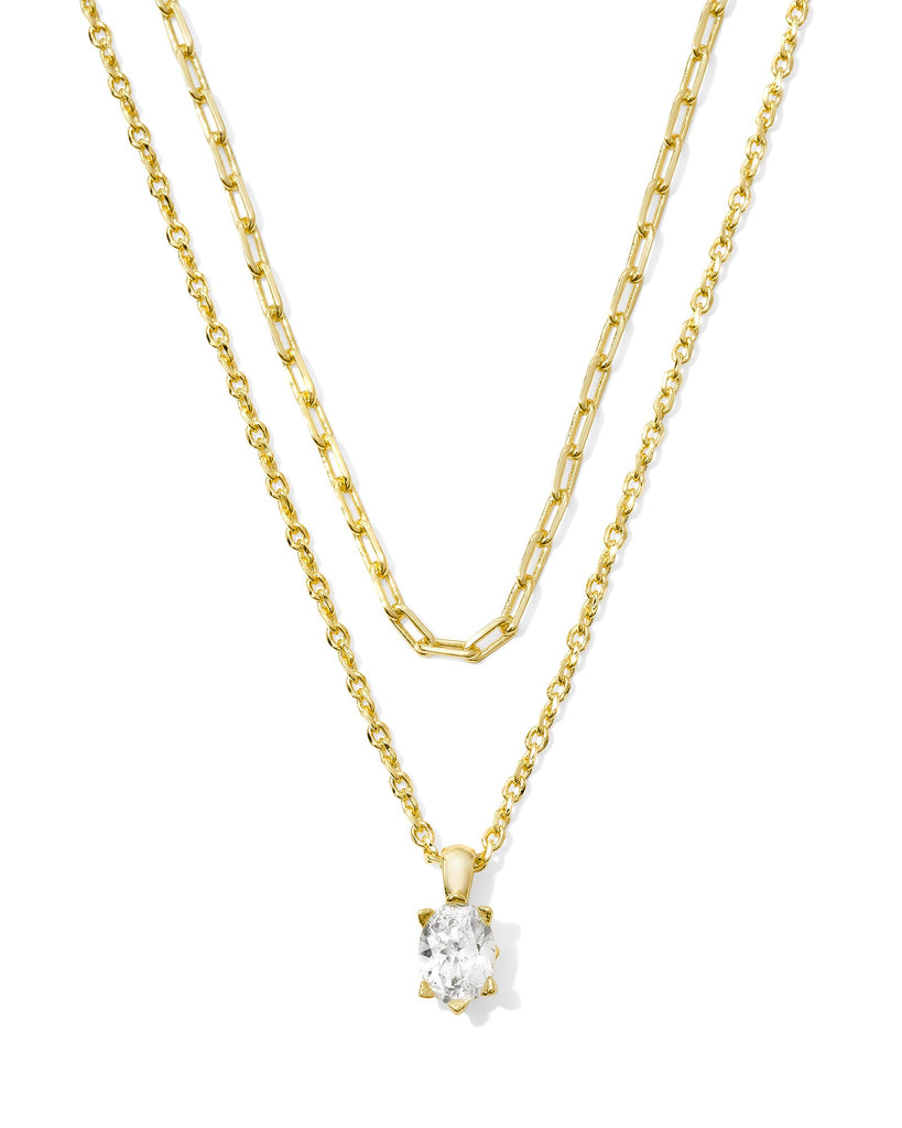 Kendra Scott Jewelry Kendra Scott Cailin Multi Strand Necklace- Gold White Crystal Gold
