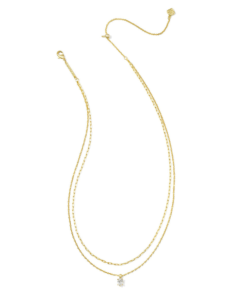 Kendra Scott Jewelry Kendra Scott Cailin Multi Strand Necklace- Gold White Crystal Gold