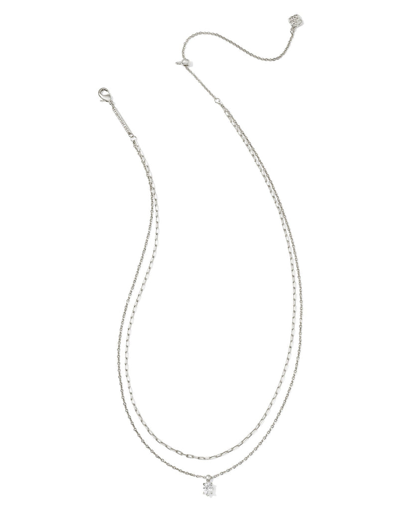 Kendra Scott Jewelry Kendra Scott Cailin Multi Strand Necklace- Silver White Crystal Rhodium