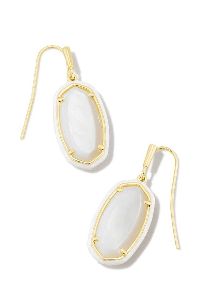 Kendra Scott Jewelry Kendra Scott Dani Enamel Frame Drop Earrings-- Gold White Mother of Pearl
