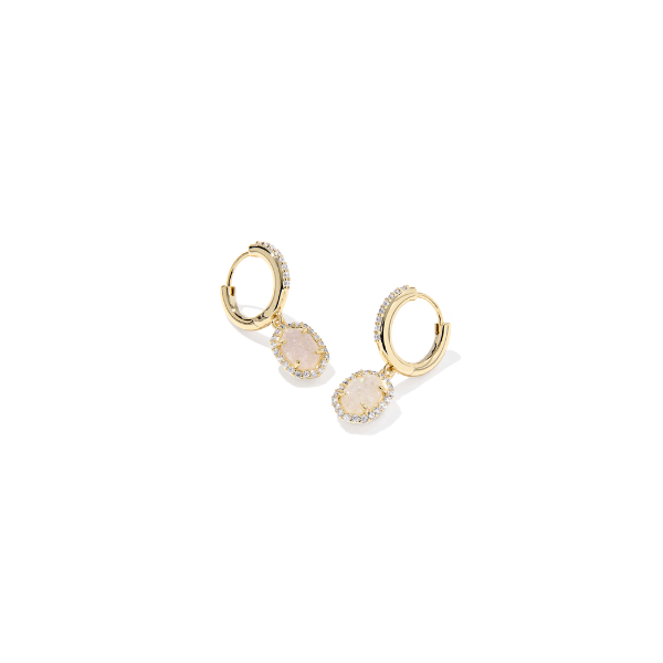 Kendra Scott Jewelry Kendra Scott Daphne Crystal Huggie Earring-- Gold Iridescent Drusy Gold