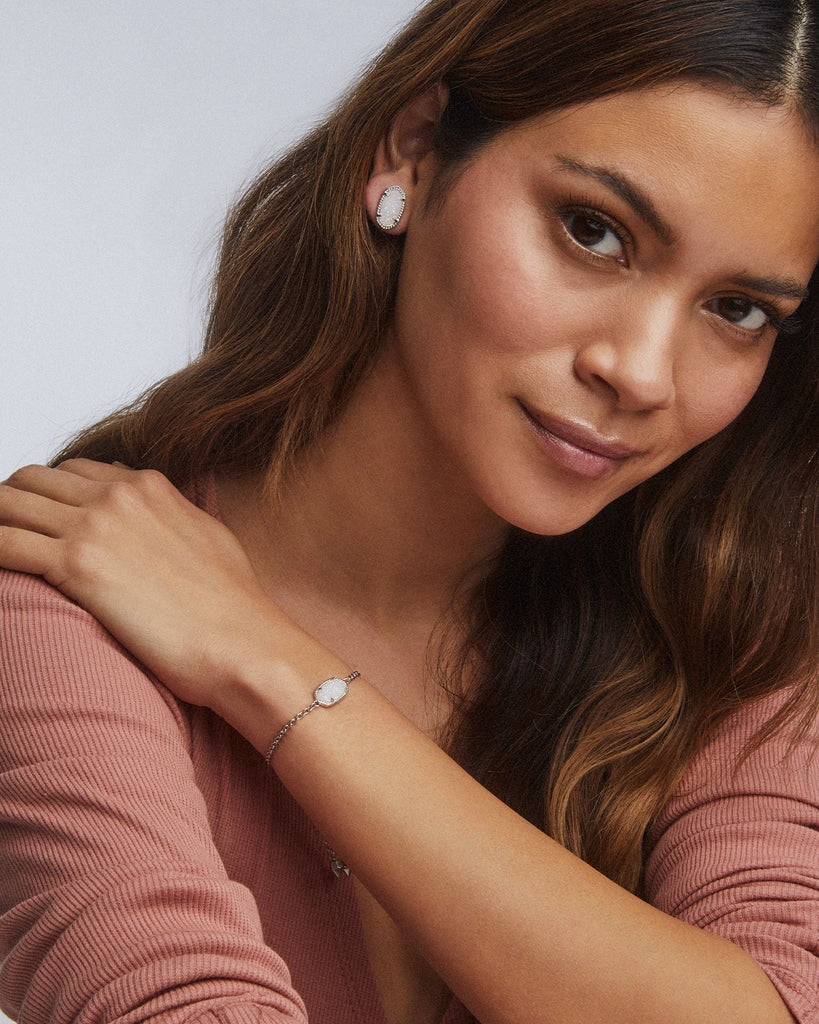 Kendra Scott Jewelry Kendra Scott Elaina Adjustable Chain Bracelet-Rhodium Iridescent Drusy Rhodium