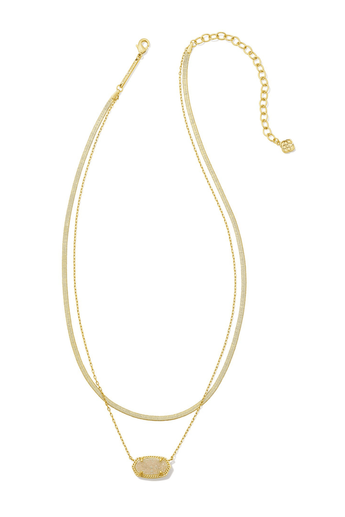 Kendra Scott Jewelry Kendra Scott Elisa Herringbone Multistrand Necklace-- Gold Gold Iridescent Drusy