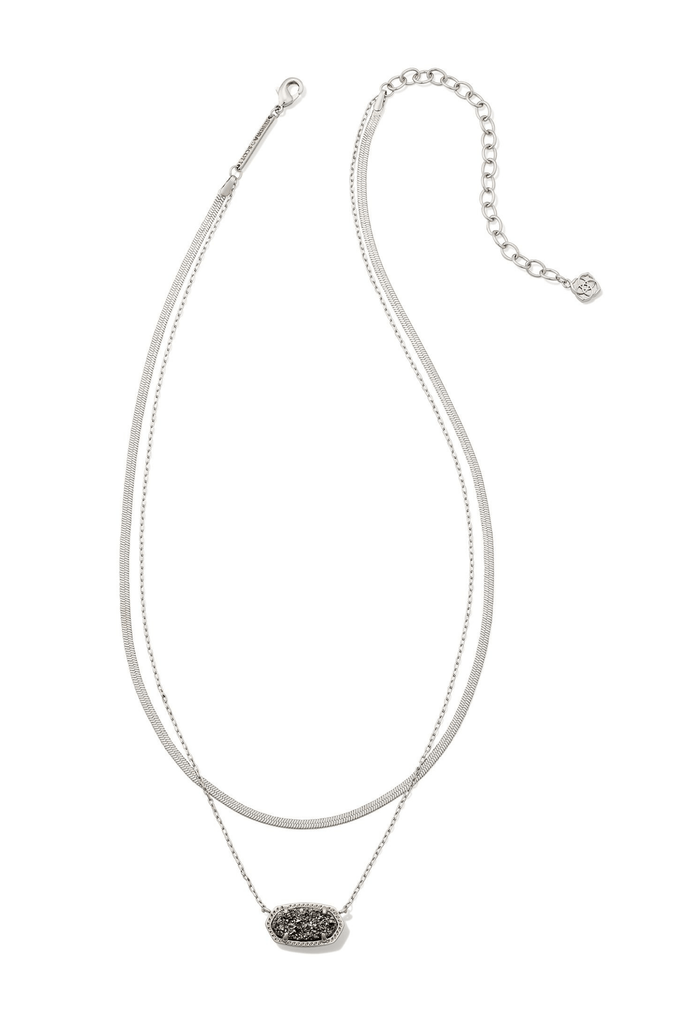 Kendra Scott Jewelry Kendra Scott Elisa Herringbone Multistrand Necklace-- Rhodium Rhodium Platinum Drusy