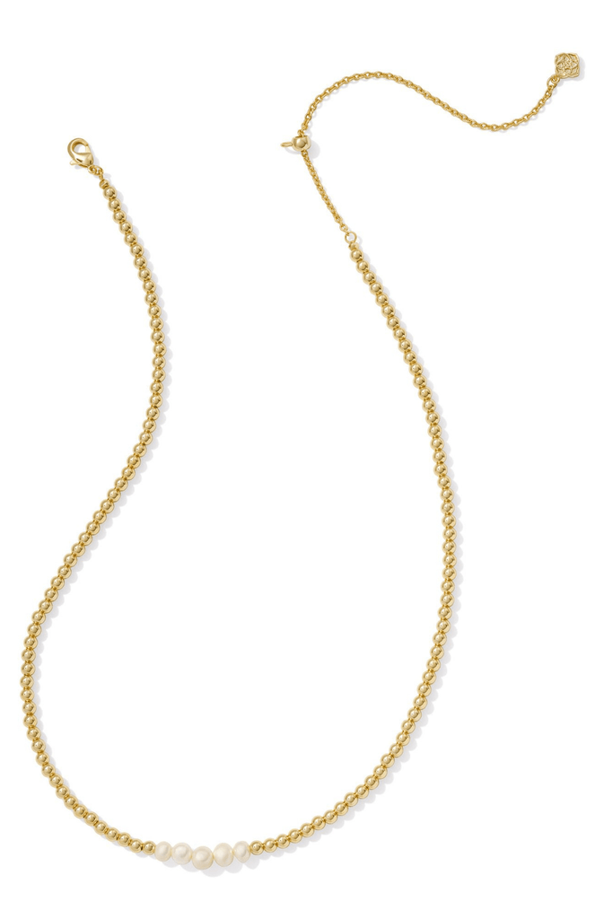 Kendra Scott Jewelry Kendra Scott Eve Beaded Strand Necklace-- Gold White Pearl