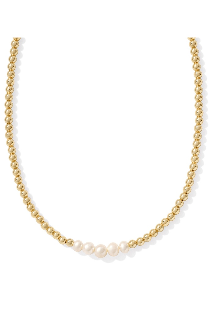 Kendra Scott Jewelry Kendra Scott Eve Beaded Strand Necklace-- Gold White Pearl