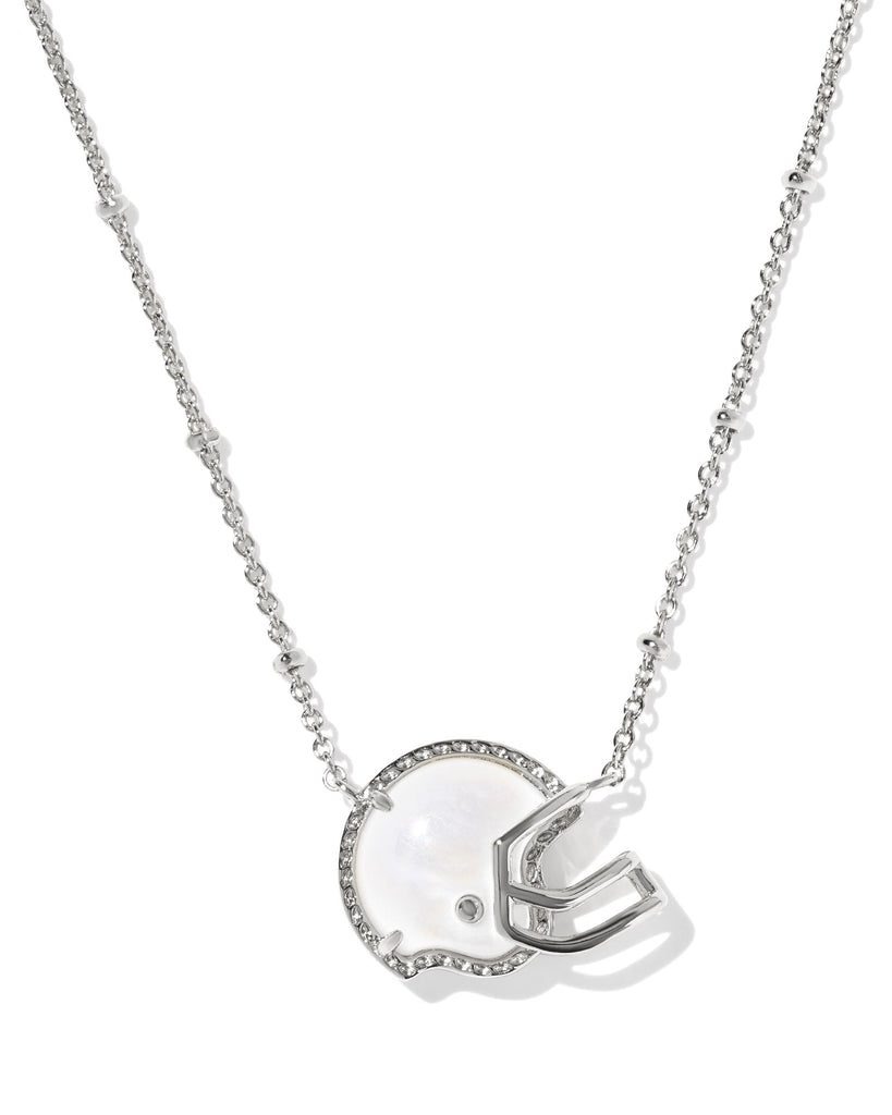Kendra Scott Accessory Kendra Scott Football Helmet Necklace- Rhodium Ivory Mother of Pearl Rhodium