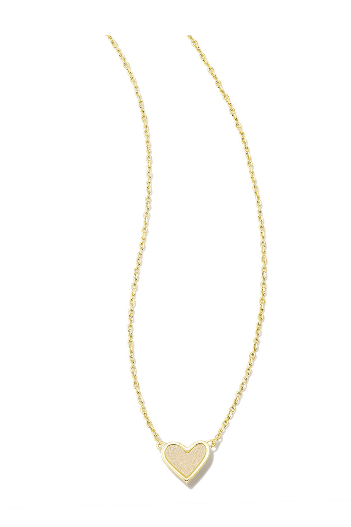 Kendra Scott Jewelry Kendra Scott Framed Ari Heart Pendant Necklace-- Gold Iridescent Drusy