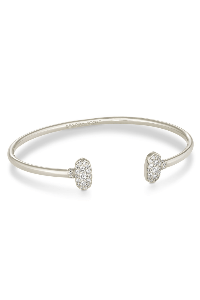 Kendra Scott Jewelry Kendra Scott Grayson Crystal Cuff Bracelet Rhodium Metal White CZ