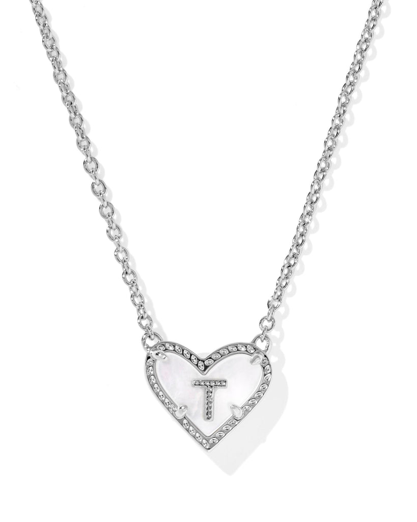 Kendra Scott Jewelry Kendra Scott Heart Letter T Pendant Necklace--Rhodium