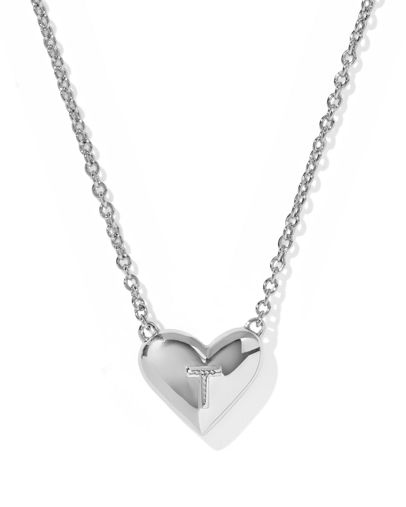 Kendra Scott Jewelry Kendra Scott Heart Letter T Pendant Necklace--Rhodium