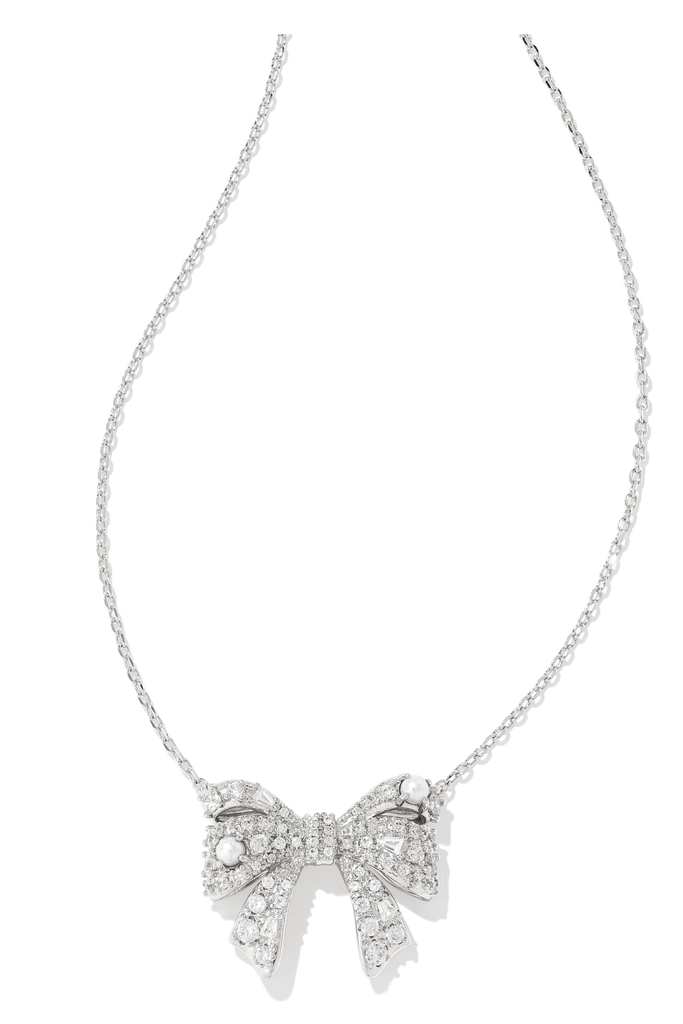 Kendra Scott Jewelry Kendra Scott Krista Bow Pendant Necklace-- Rhodium White Mix