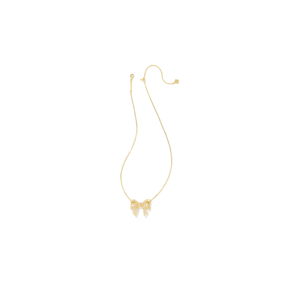 Kendra Scott Jewelry Kendra Scott Krista Gold Bow Short Pendant Necklace in White Mix Gold
