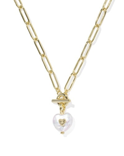 Kendra Scott Accessory Kendra Scott Sasha Heart Short Pendant Necklace- Gold Fresh Water Cultured Pearl Gold