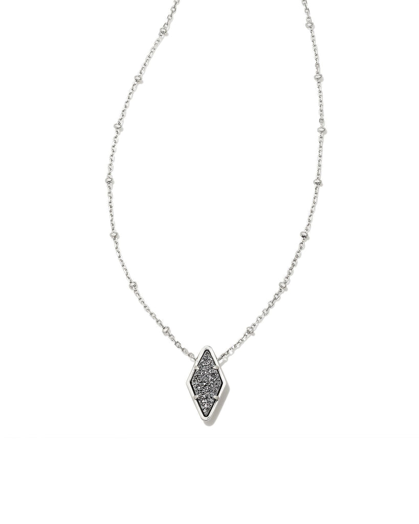 Kendra Scott Jewelry Kendra Scott Short Pendant Necklace-- Rhodium Platinum Drusy Rhodium