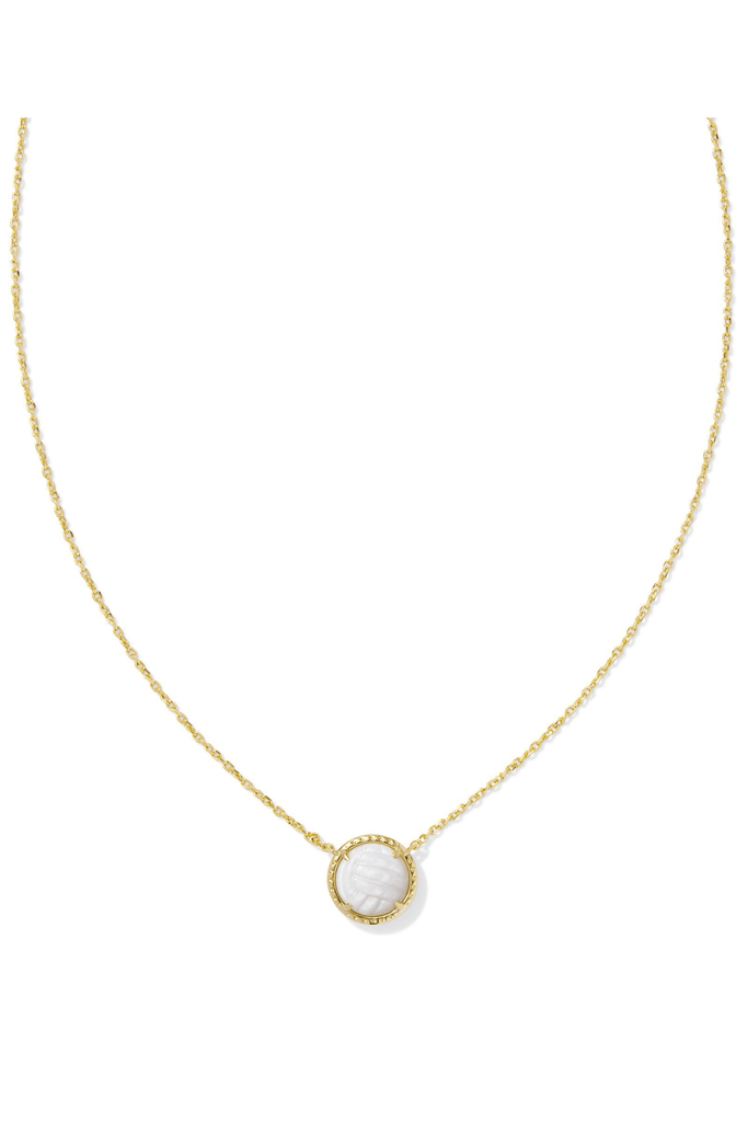 Kendra Scott Jewelry Kendra Scott Volleyball Pendant Necklace- White Mother of Pearl Gold