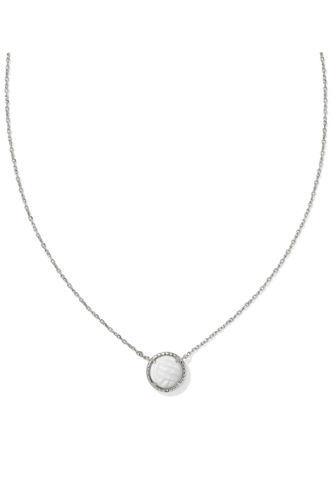 Kendra Scott Jewelry Kendra Scott Volleyball Pendant Necklace- White Mother of Pearl Rhodium