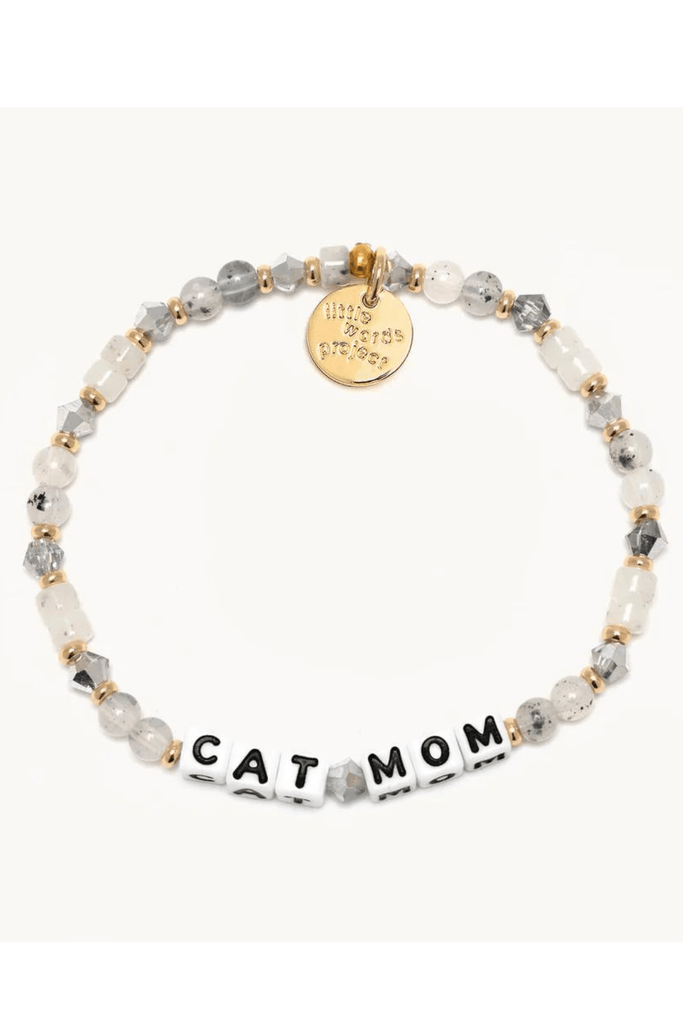 Little Words Project Jewelry Little Words Project "Cat Mom" Beaded Bracelet White