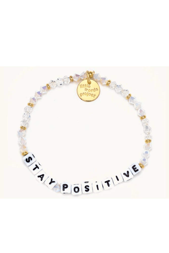 Little Words Project Jewelry Little Words Project "Stay Positive" Beaded Bracelet-- White