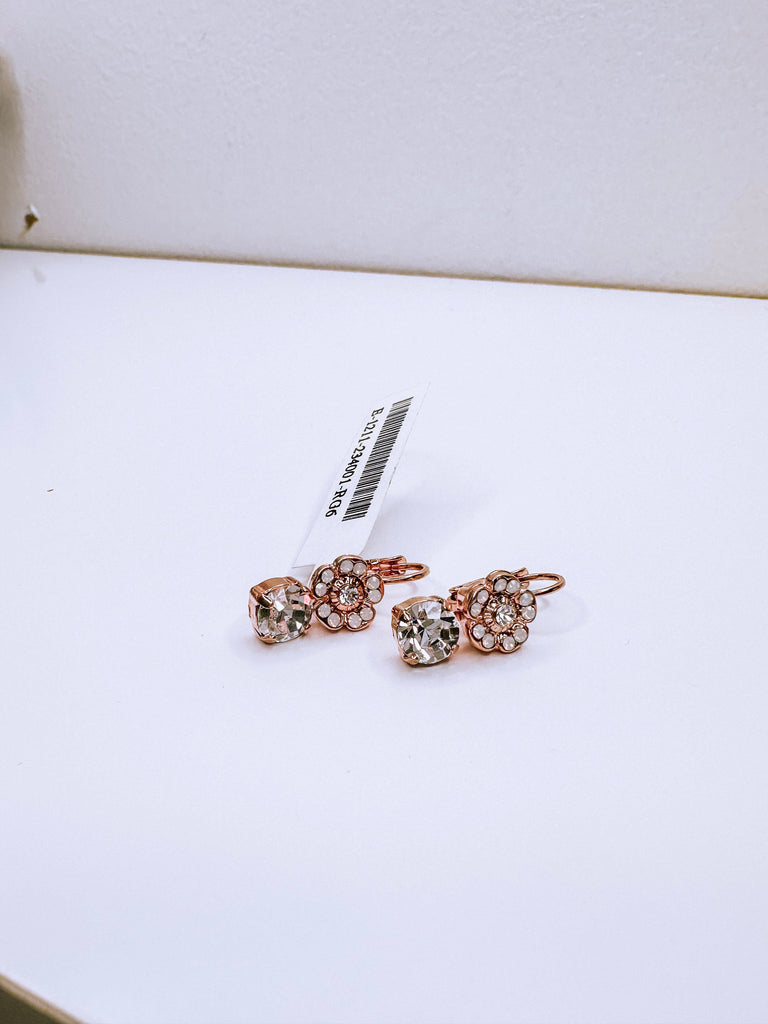 Mariana Jewelry Mariana Cosmos Round Dangle Leverback Earrings-- Powder White Rose Gold