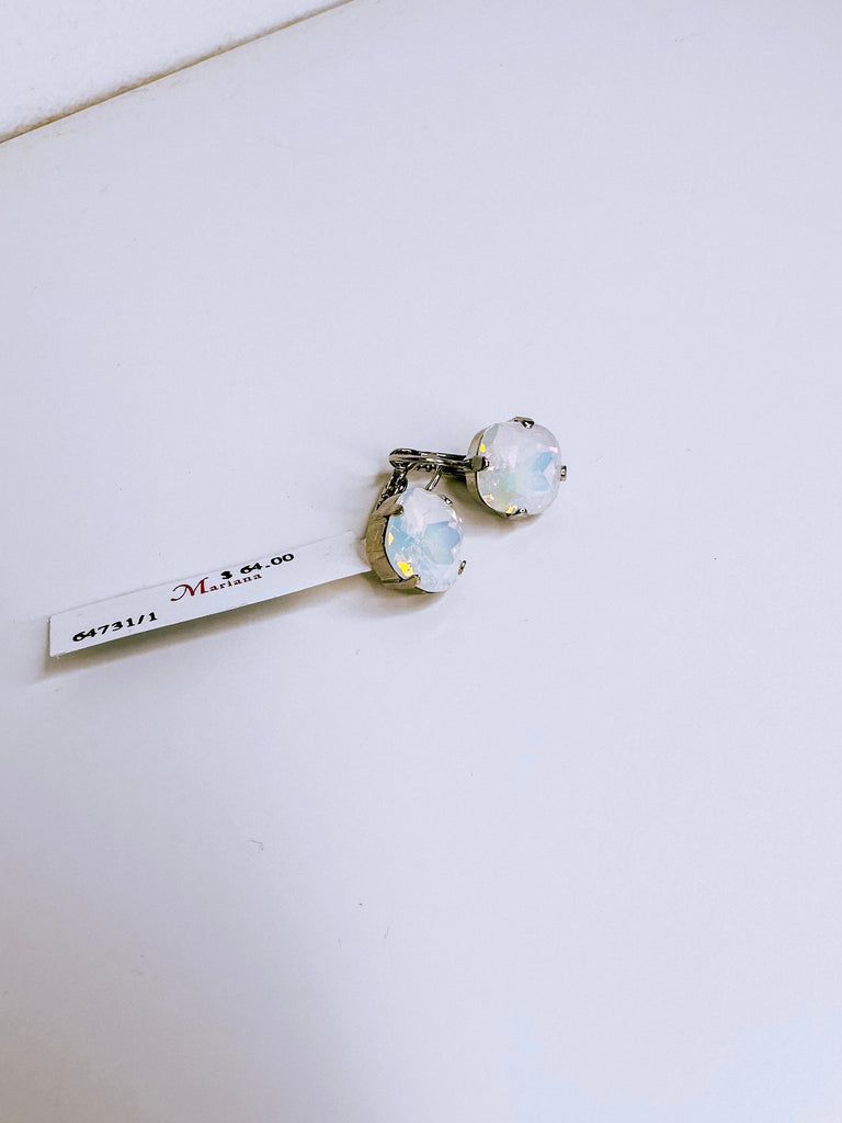 Mariana Jewelry Mariana Cushion Cut Leverback Earrings-- White Opal Rhodium