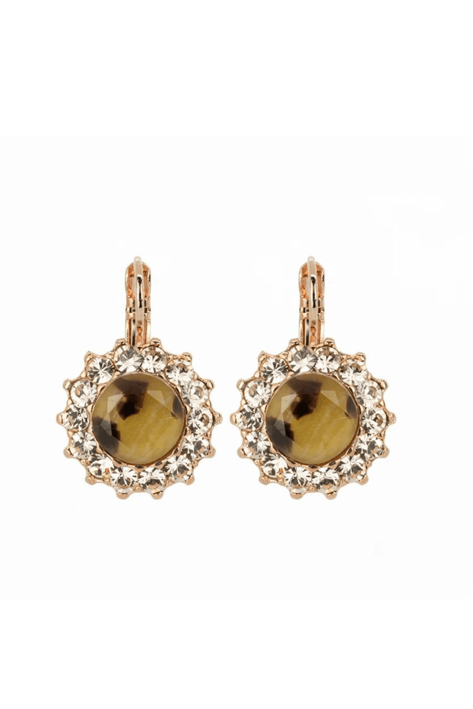 Mariana Jewelry Mariana Extra Luxurious Rosette Leverback Earrings-- Meadow Brown Gold