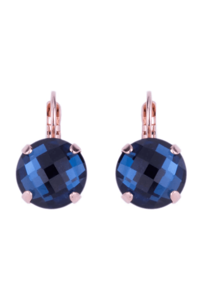Mariana Jewelry Mariana Large Round Leverback Earrings-- Royal Blue Rhodium