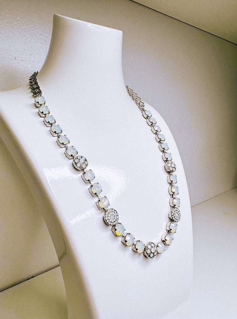 Mariana Jewelry Mariana Medium Pavé Necklace-- White Opal Rhodium