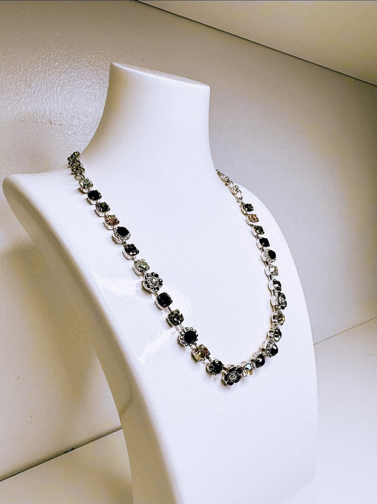 Mariana Jewelry Mariana Petite Flower Cluster Necklace-- Black Orchid Rhodium